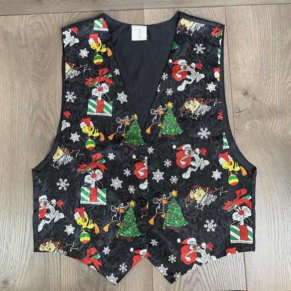 Warner Brothers Tops - Warner Brothers Looney Tunes Women's Christmas Holiday Vest M/L 1994
